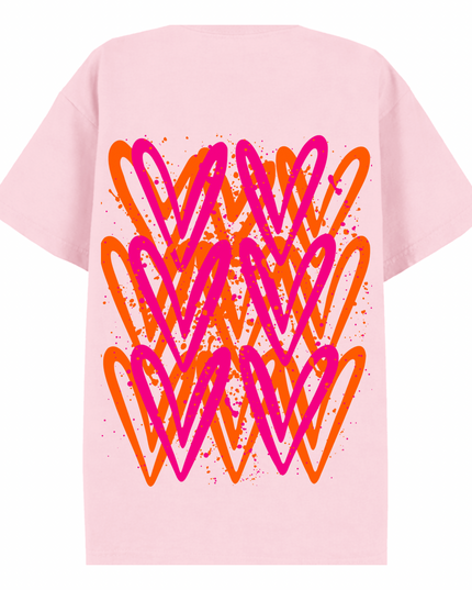 Neon Heart Printed T-shirt Adult