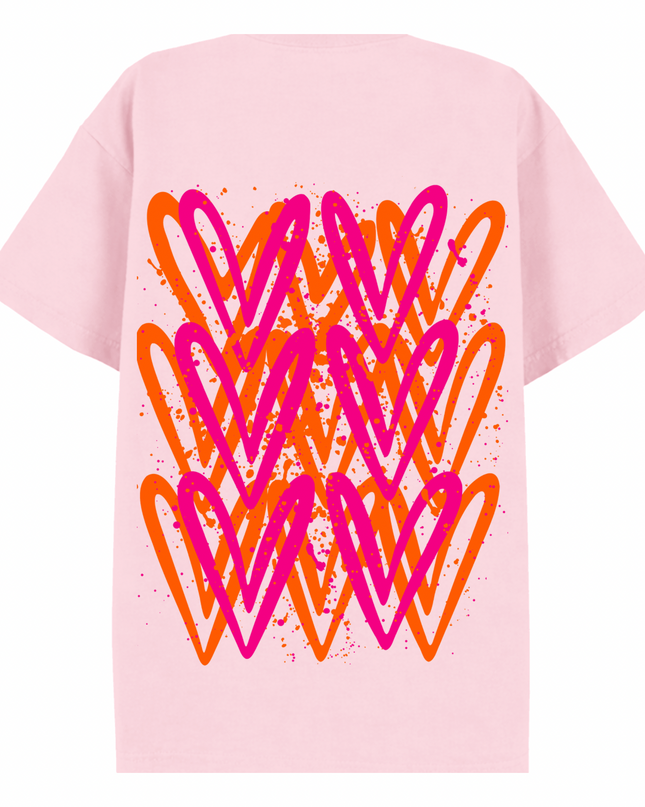 Neon Heart Printed T-shirt Adult