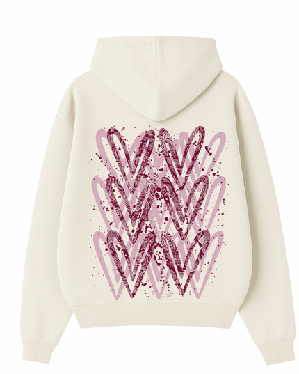 Burgundy Paisley Heart Printed Hoodie Adults