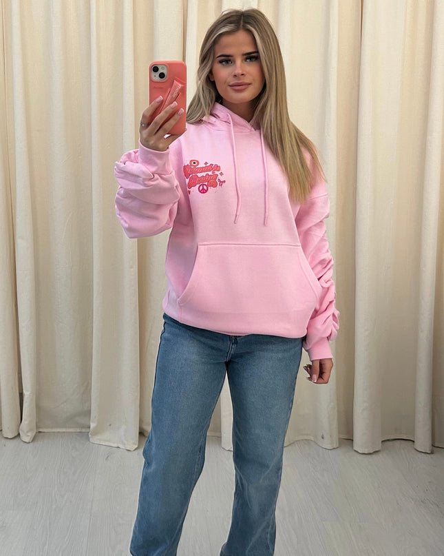 Normal Is Boring Printed Ruched Hoodie