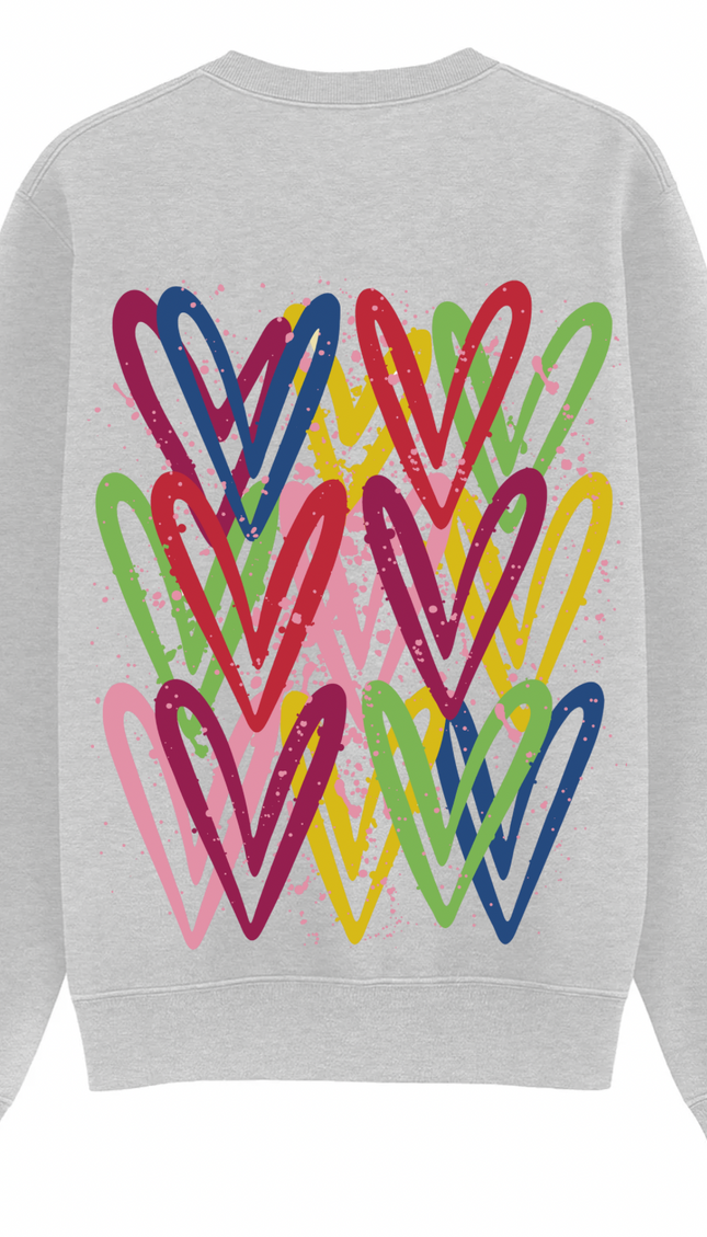 Dark Multicoloured Heart Printed Sweatshirt – image 5