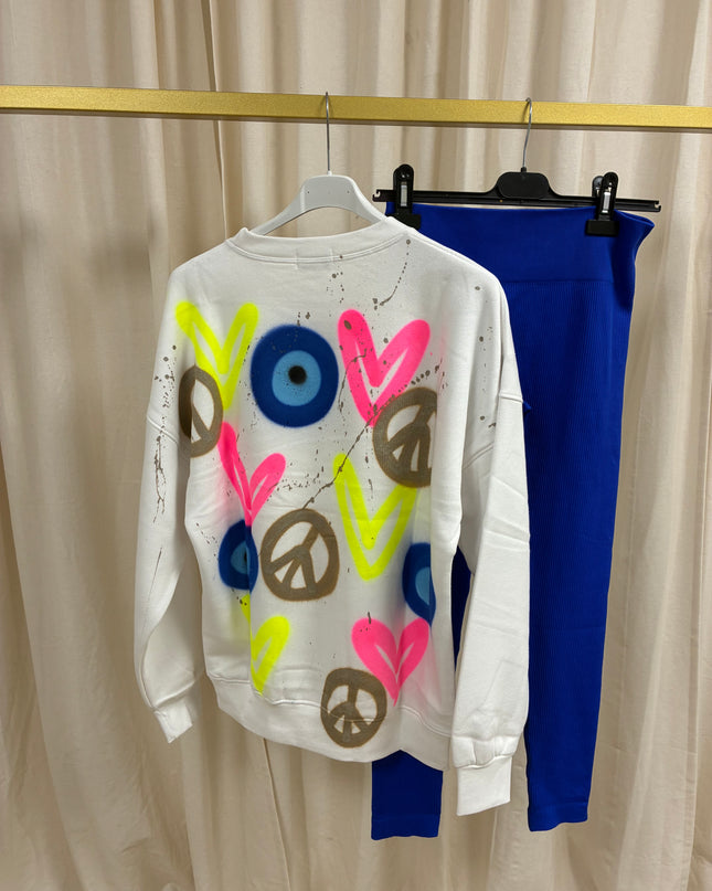 Neon Heart, Gold Peace Sweatshirt Legging Set Adults