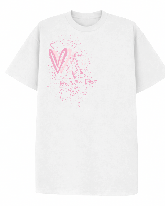 Pink Heart Printed T-shirt Adult