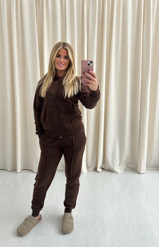 Ladies Full zip regular fit tracksuit Chocolate Brown