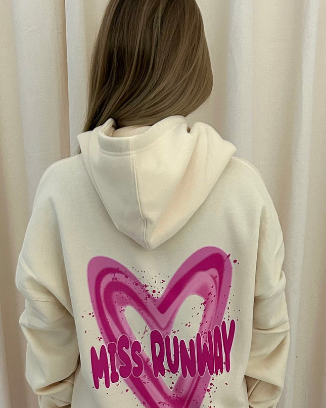 Miss Runway Pink Heart Printed Hoodie Kids