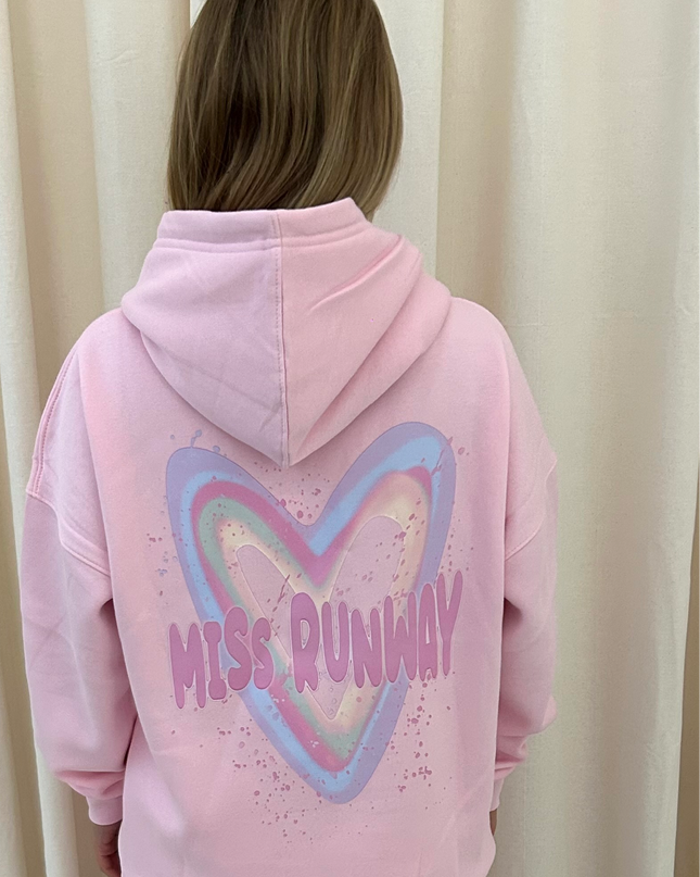 Miss Runway Pastel Heart Printed Hoodie Adults