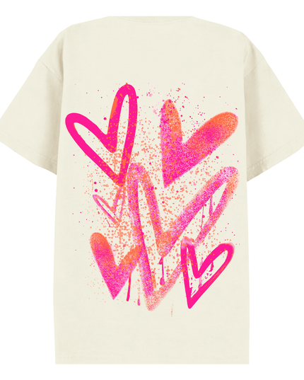 Neon Scatter Heart Printed T-shirt Kids