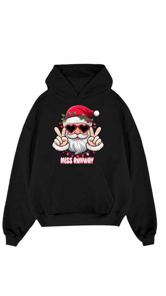 Miss Runway Santa Hoodie Black