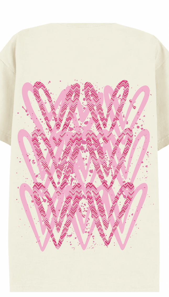 Hot Pink Zig Zag Heart Printed T-shirt – image 7