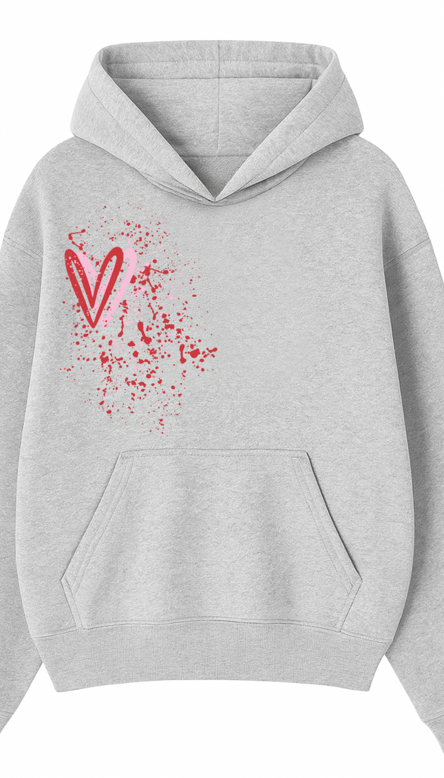 Pink/Red Heart Printed Hoodie – image 6
