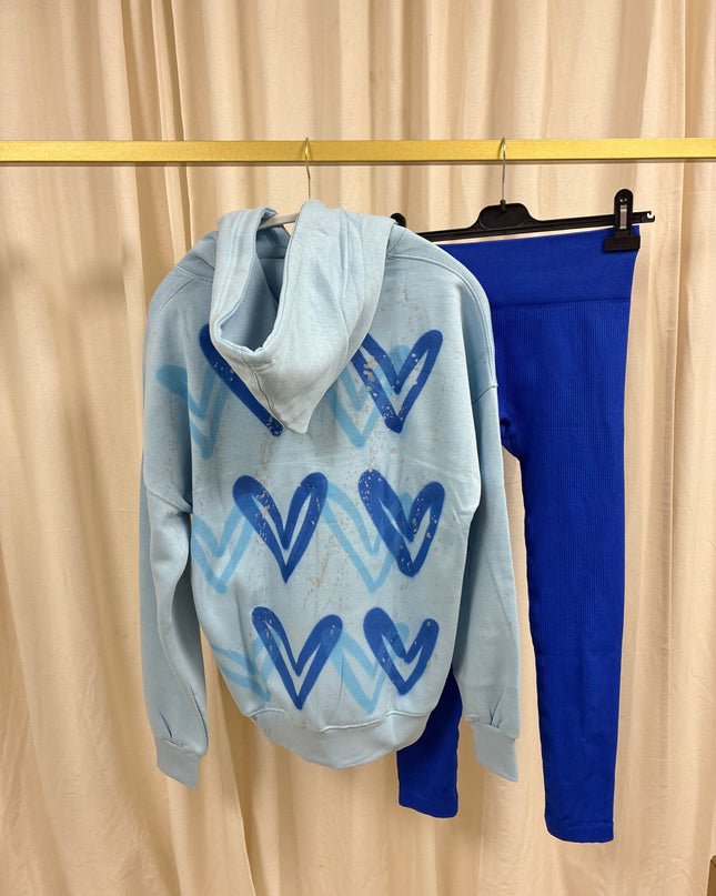 Royal Blue Heart Blue Hoodie & Leggings Adults