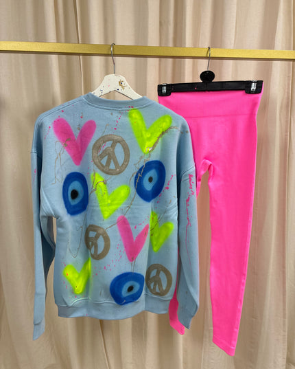 Neon Heart, Gold Peace Sweatshirt Legging Set Adults