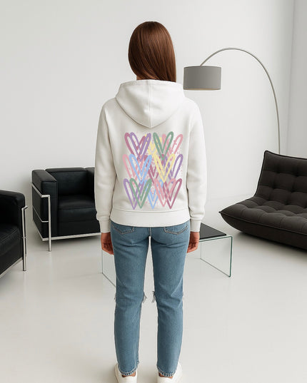 Dark Pastel Heart Printed Hoodie