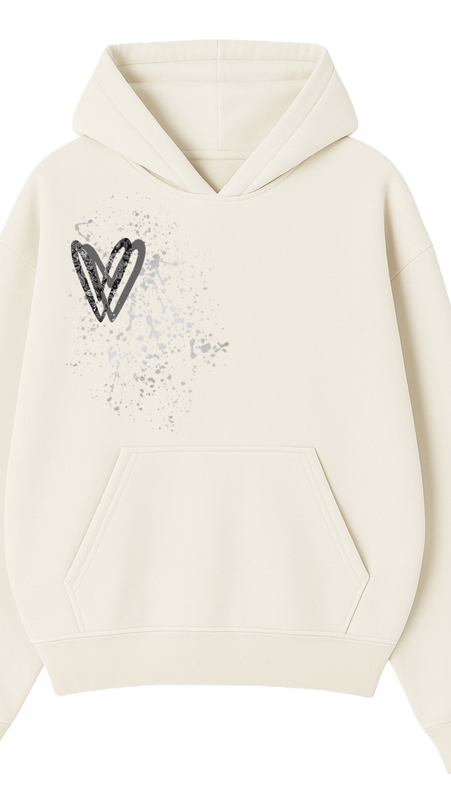 Charcoal Paisley Heart Printed Hoodie – image 4