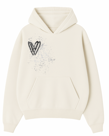 Charcoal Paisley Heart Printed Hoodie Adults