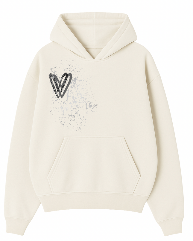 Charcoal Paisley Heart Printed Hoodie Adults