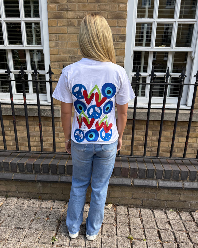 Cherry, Peace, Evil Eye Printed T-shirt Adult