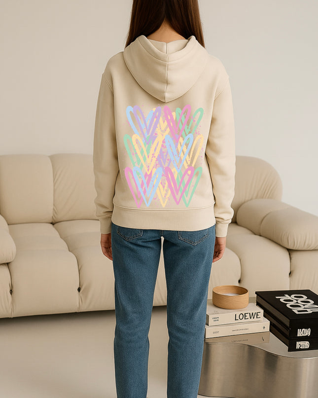 Pastel Heart Printed Hoodie