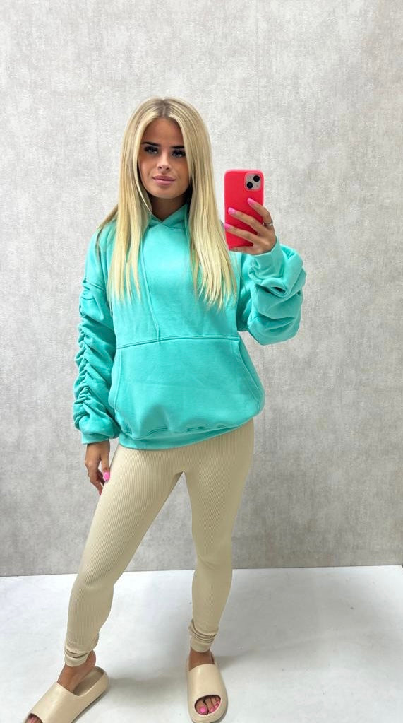 Ruched Hoodie Mint