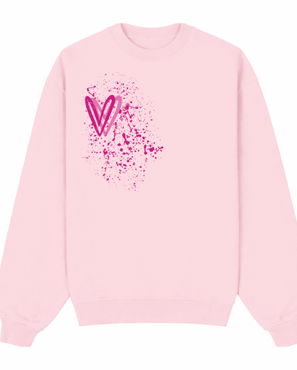 Hot Pink Heart Printed Sweatshirt Adults