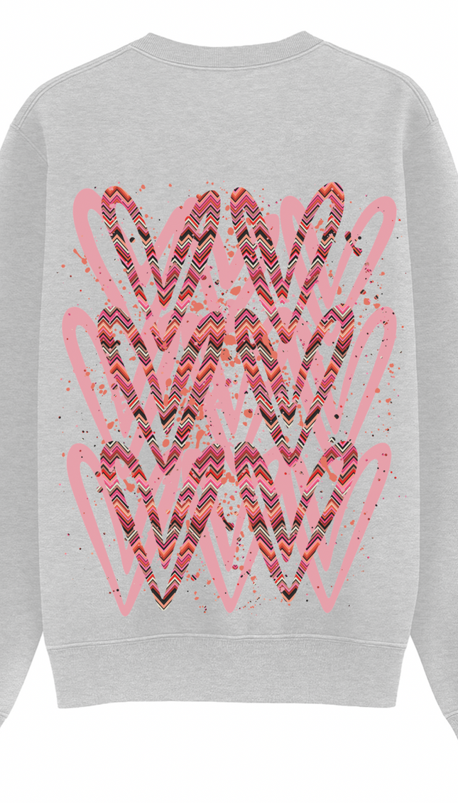 Coral Zig Zag Heart Printed Sweatshirt – image 5