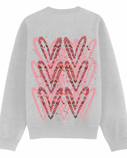 Coral Zig Zag Heart Printed Sweatshirt Adults
