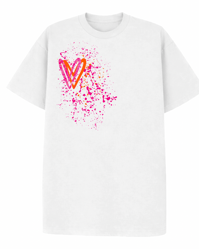 Neon Paisley Heart Printed T-shirt Adult