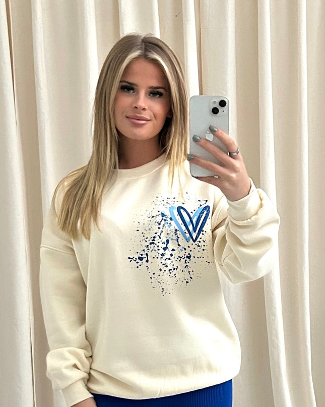 Royal Blue Heart Printed Sweatshirt Adults