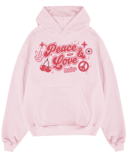 Pink/Red Peace & Love Hoodie Adults