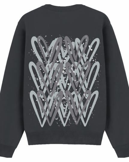 Grey Heart Printed Sweatshirt Adults