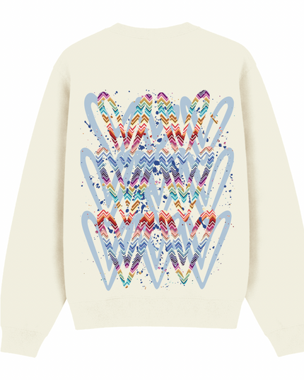 Multicoloured Zig Zag Heart Printed Sweatshirt Kids