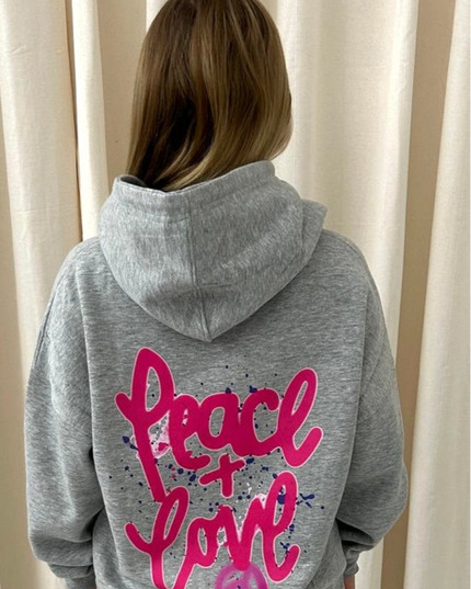 Peace + Love Printed Hoodie Adults