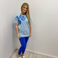 Evil Eye/Peace/Heart Blue T-Shirt And Legging Set