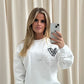 Dark Grey Heart Graffiti Sweatshirt White