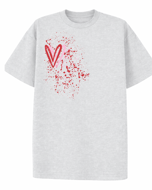 Pink/Red Heart Printed T-shirt Adult