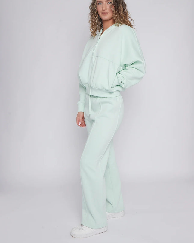 Oversized Bomber Style Fleece Zipper Co-ord Mint