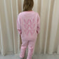 Pink Heart Graffiti Sweatshirt Tracksuit Pink