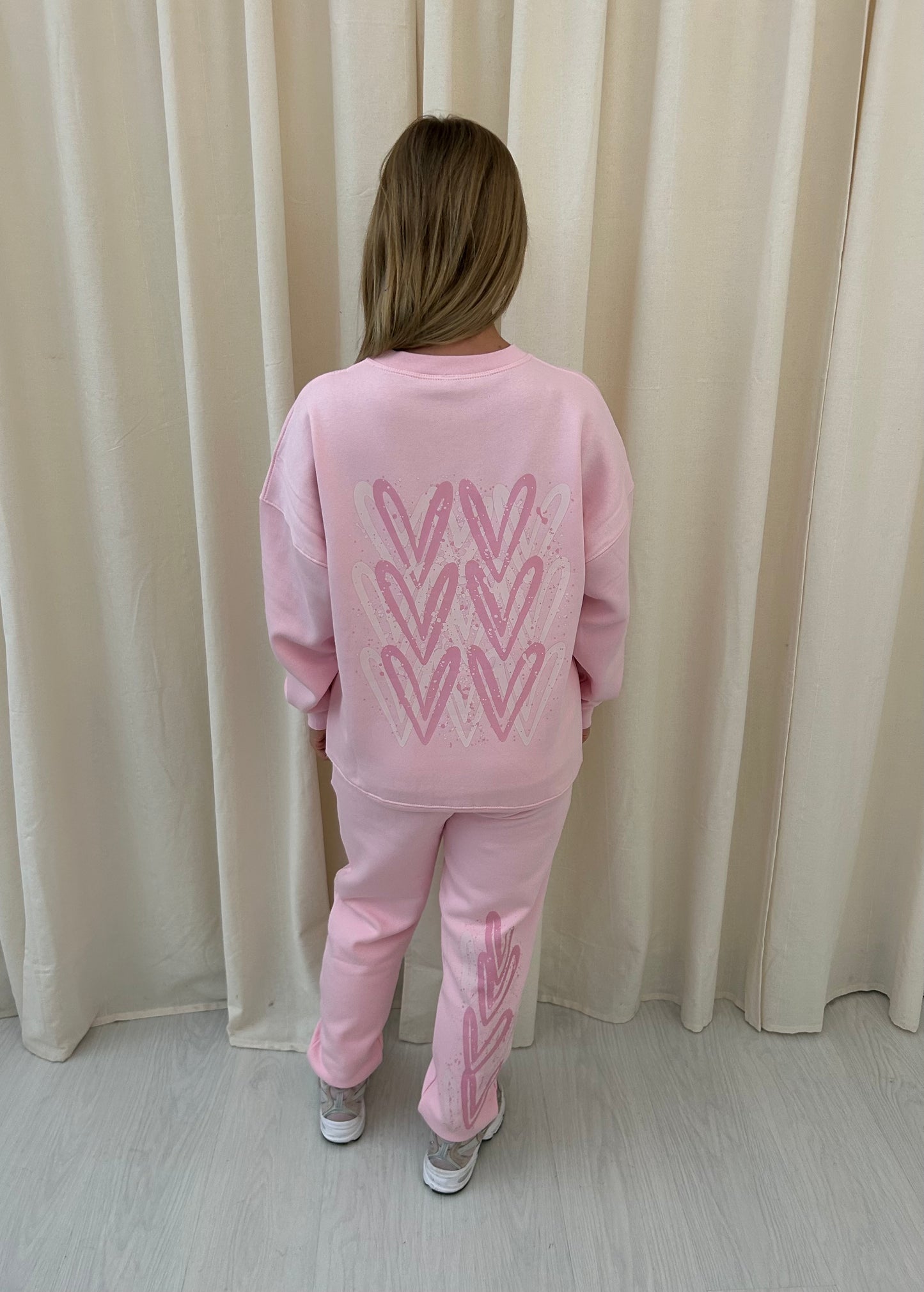 Pink Heart Graffiti Sweatshirt Tracksuit Pink