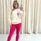 Miss Runway Multicolour Heart Graffiti Sweatshirt Legging Set Cream