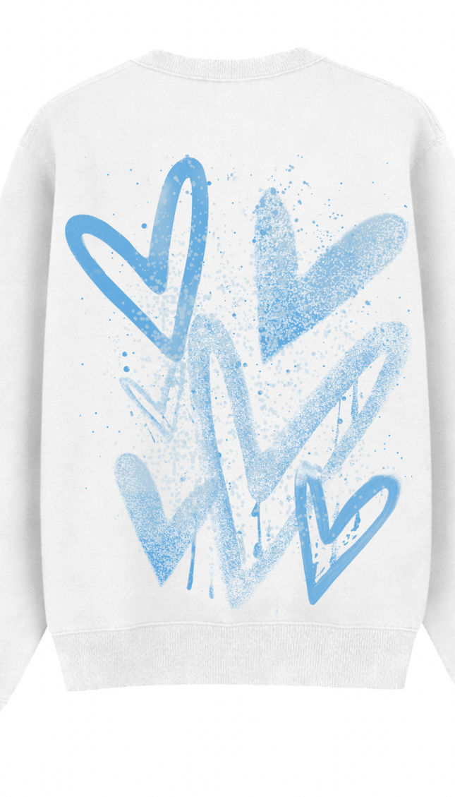 Blue Scatter Heart Printed Sweatshirt – additional view