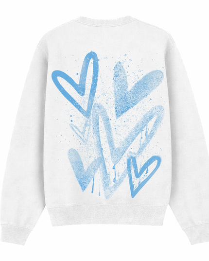 Blue Scatter Heart Printed Sweatshirt Adults