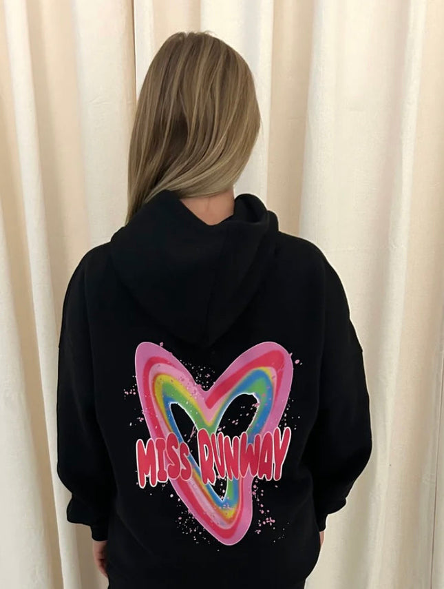 Miss Runway Multicoloured Heart Printed Hoodie – image 8