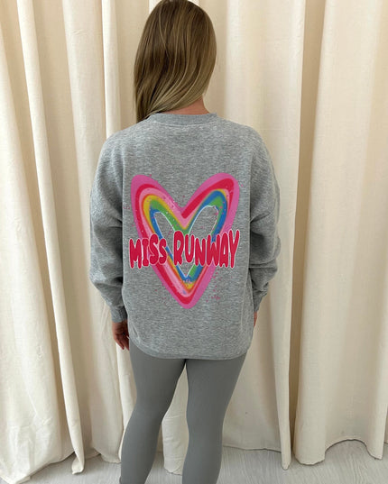 Miss Runway Multicoloured Heart Printed Sweatshirt & Leggings Adults