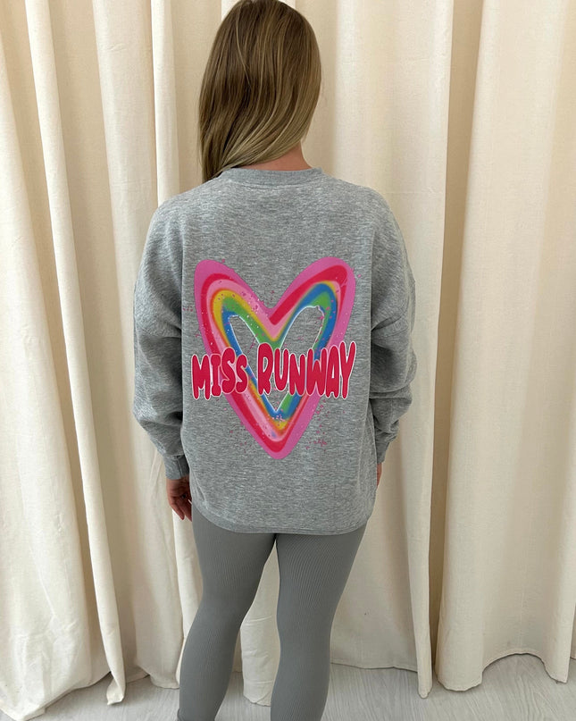 Miss Runway Multicoloured Heart Printed Sweatshirt & Leggings Adults