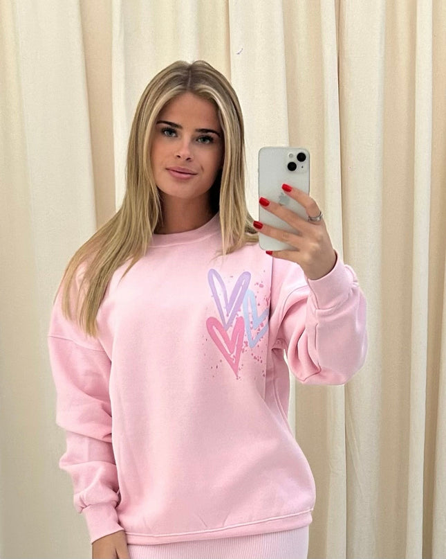 Miss Runway Pastel Heart Printed Sweatshirt Adults