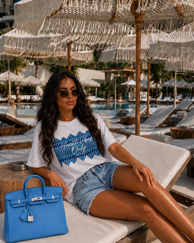 Yacht Vibes Only Zig Zag Printed T-shirt Adult