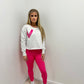 Hot Pink Hearts Cropped Sweatshirt & Legging Set