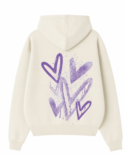 Lilac Scatter Heart Printed Hoodie Adults