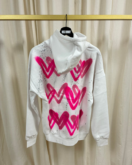 Hot Pink Heart Spray Painted Hoodie Kids