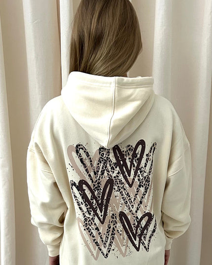 Leopard Print Heart Printed Hoodie Adults